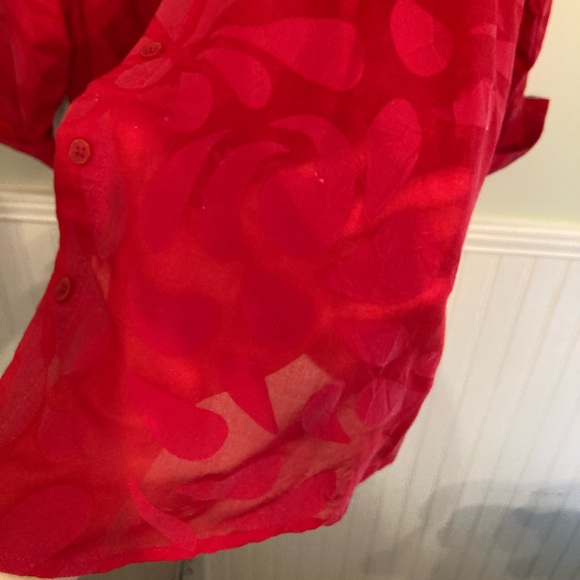 CB PLUS red sheer collared blouse - Picture 8 of 8